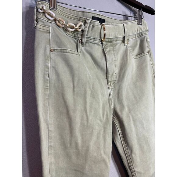 White House Black Market Green High Waist Jeans with Chain Detail Boot Crop 6 - Picture 4 of 7